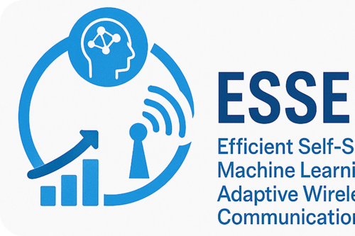ESSENCE project logo with icons for artificial intelligence, wireless communication, and performance growth.